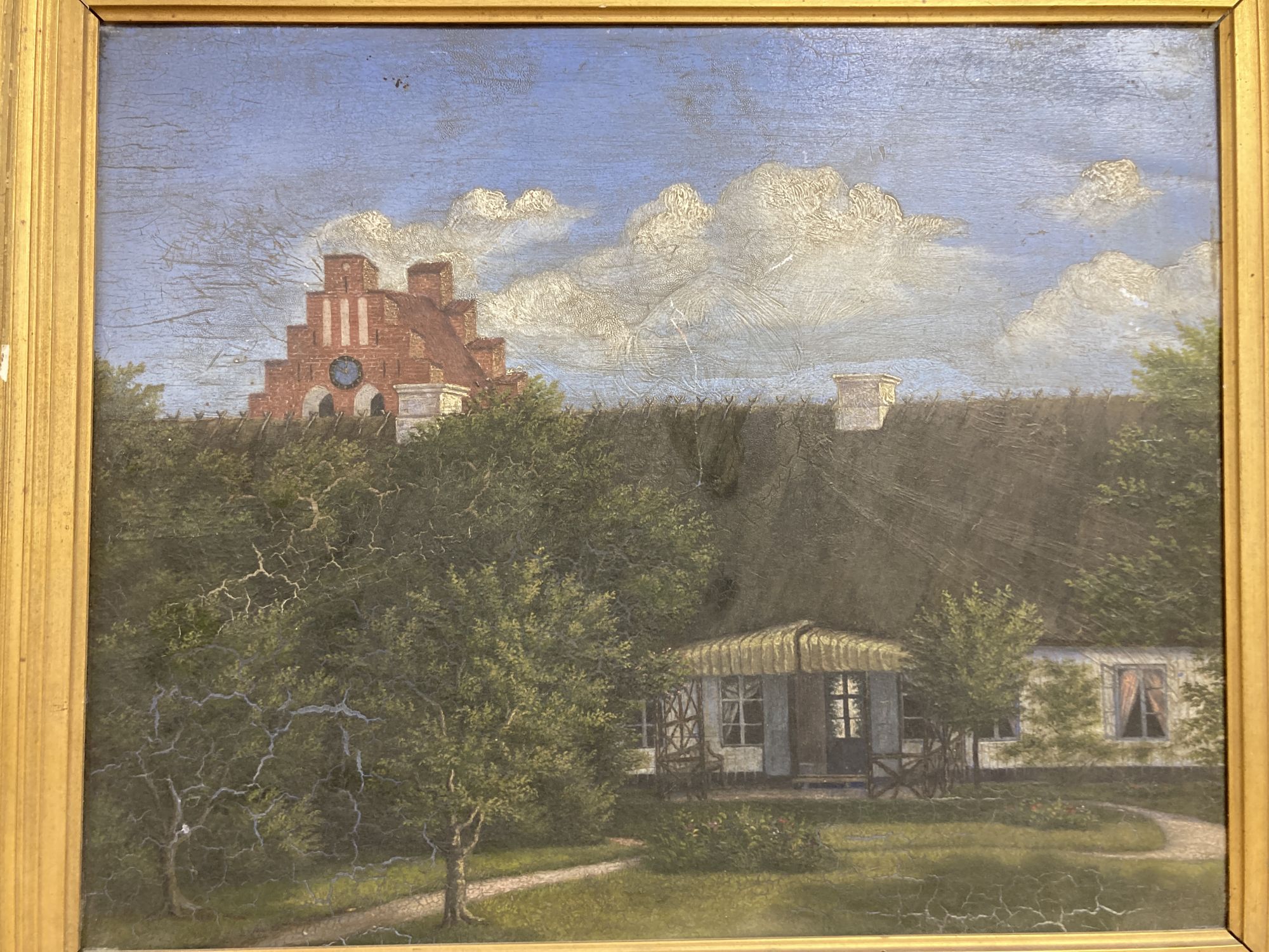 19th century Scandinavian School, oil on board, Bloustroud Praestegaard, Nordsjelland, inscribed verso, 30 x 37cm and a small